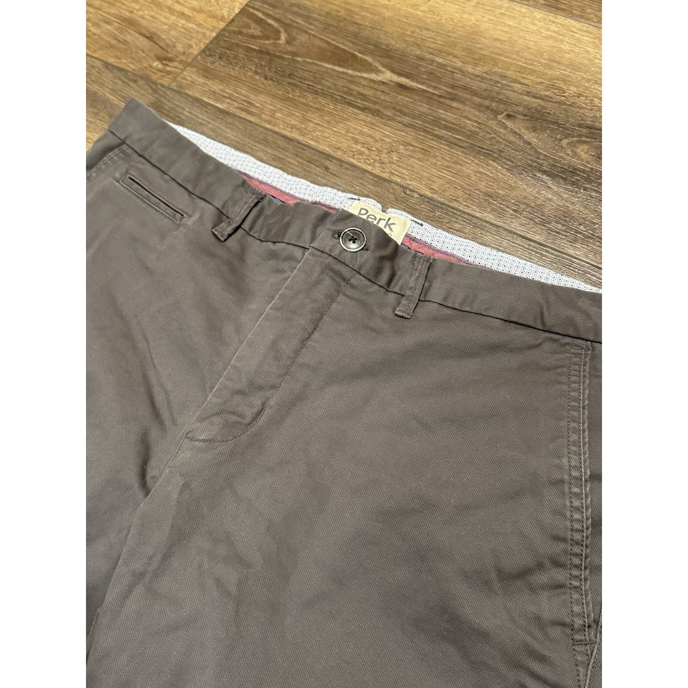Perk Men's Slim Fit Stretch Feel Good Chino Pants Gray Size 38x32 Straight Clean